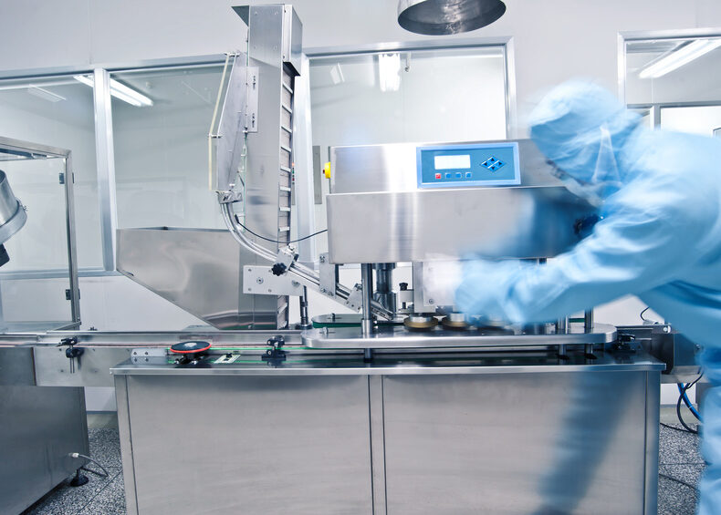 Technicians working in the pharmaceutical production line Clean Room France Air Export